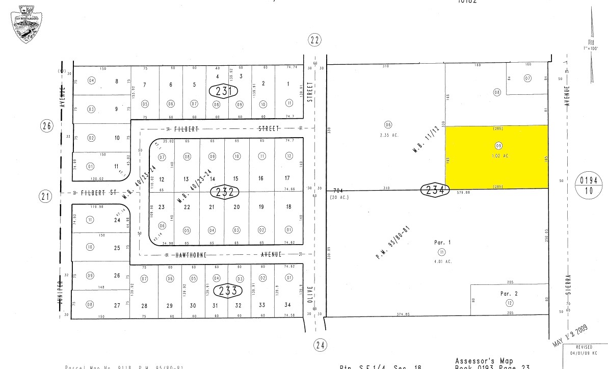 Sierra Ave & Randall Ave, Fontana, CA for sale Plat Map- Image 1 of 3