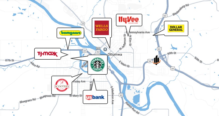 Hwy 63 and 34 Exchange hwy, Ottumwa, IA for sale - Aerial - Image 2 of 2