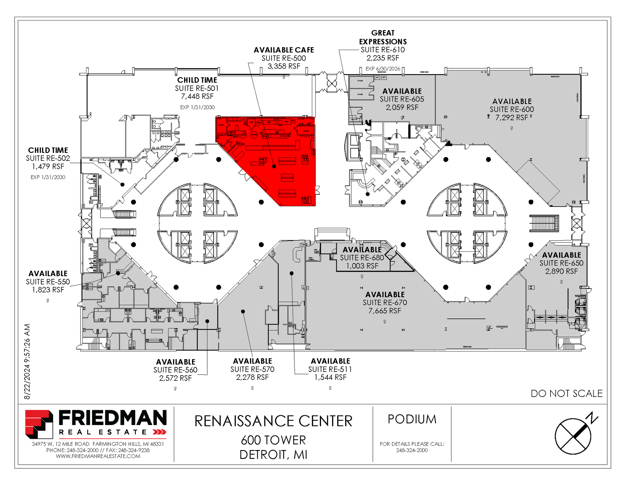 600 Renaissance Ctr, Detroit, MI for lease Floor Plan- Image 1 of 1