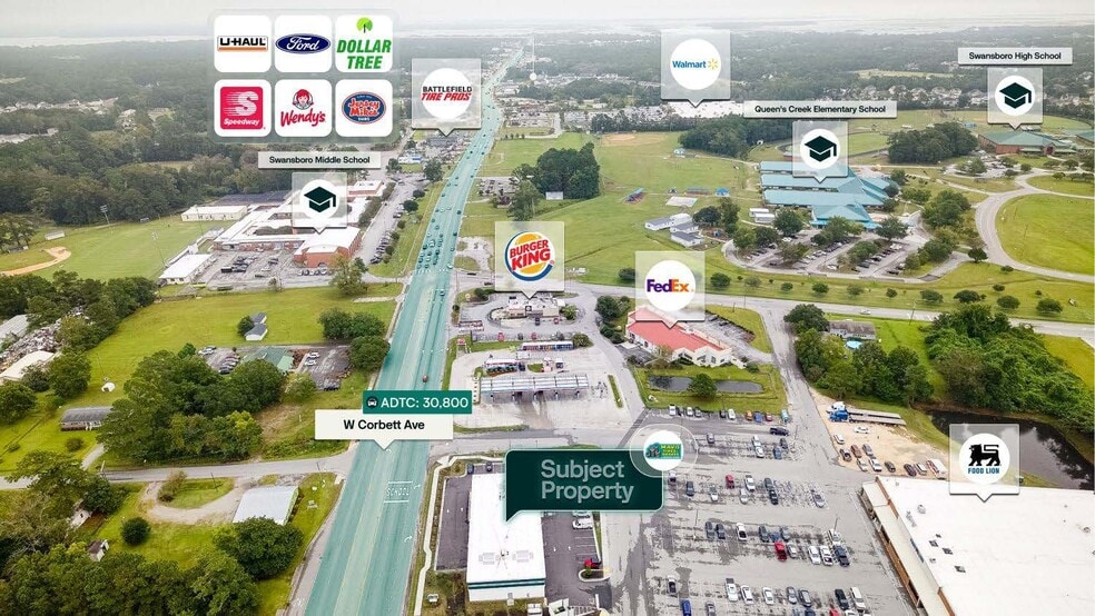 1411 W Corbett Ave, Swansboro, NC for sale - Aerial - Image 2 of 3