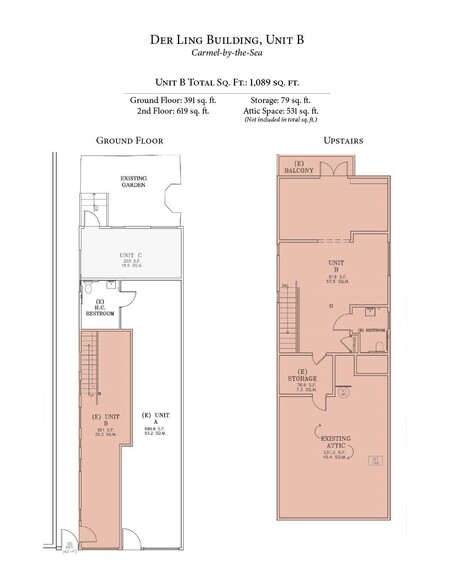 Ocean Ave 4 SW of Dolores Unit B, Carmel, CA for lease - Floor Plan - Image 2 of 5