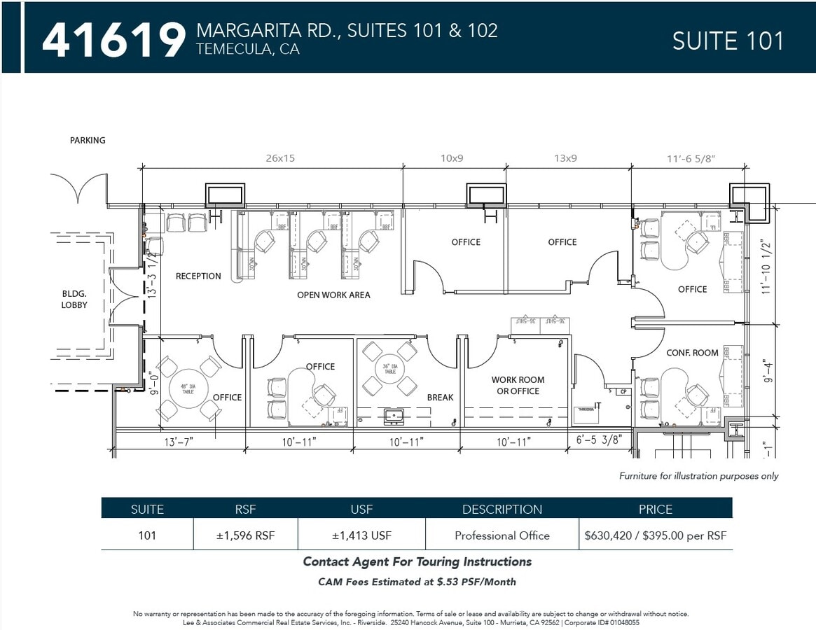 41619 Margarita Rd, Temecula, CA 92591 - Unit 101 -  - Floor Plan - Image 1 of 3