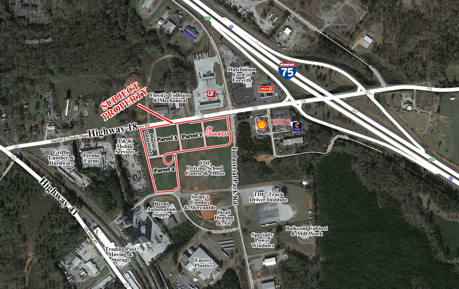 Interstate 75 & GA Hwy 18, Forsyth, GA for sale - Aerial - Image 1 of 3