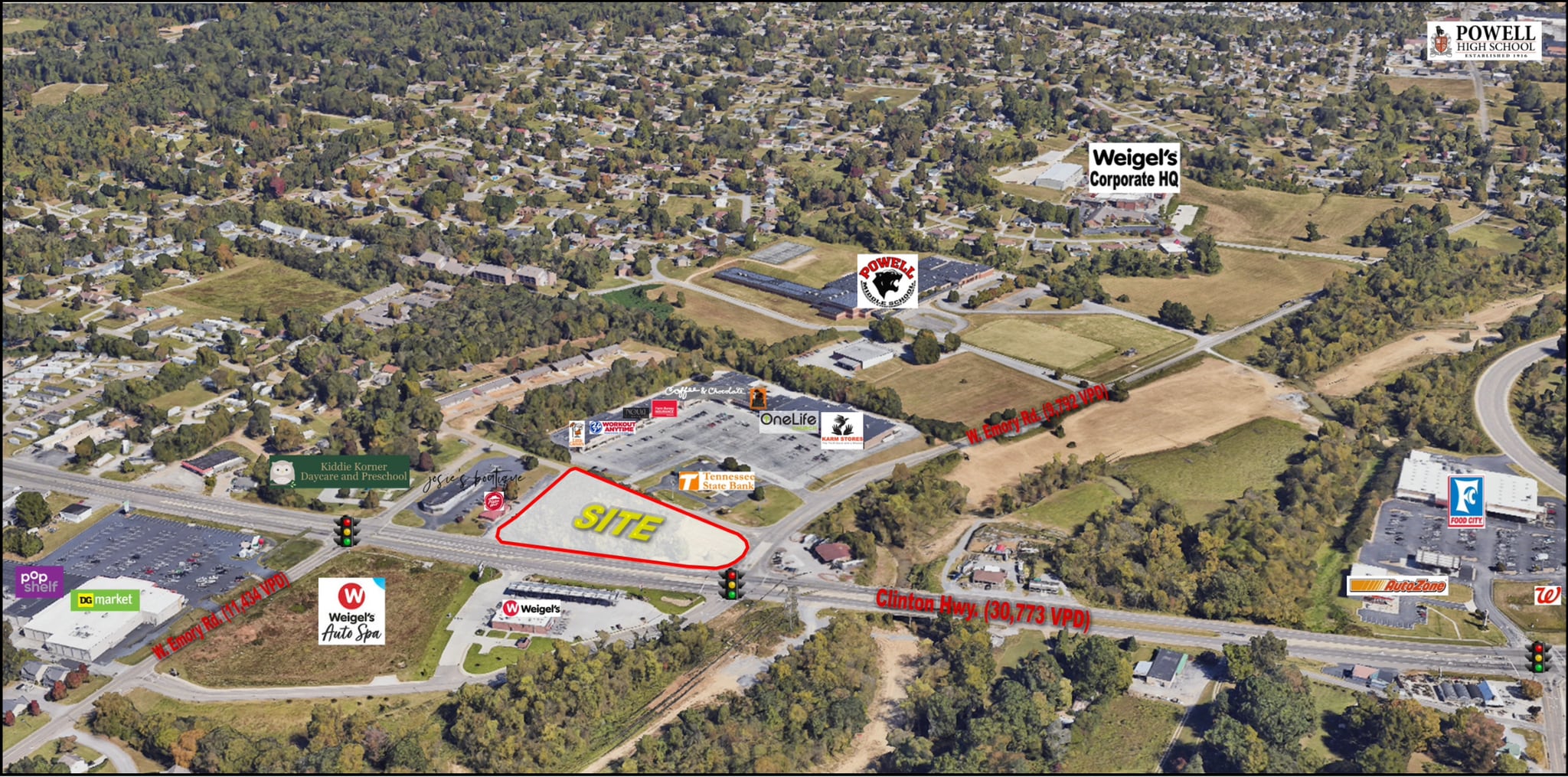 7536 Clinton Hwy, Powell, TN for lease Aerial- Image 1 of 2
