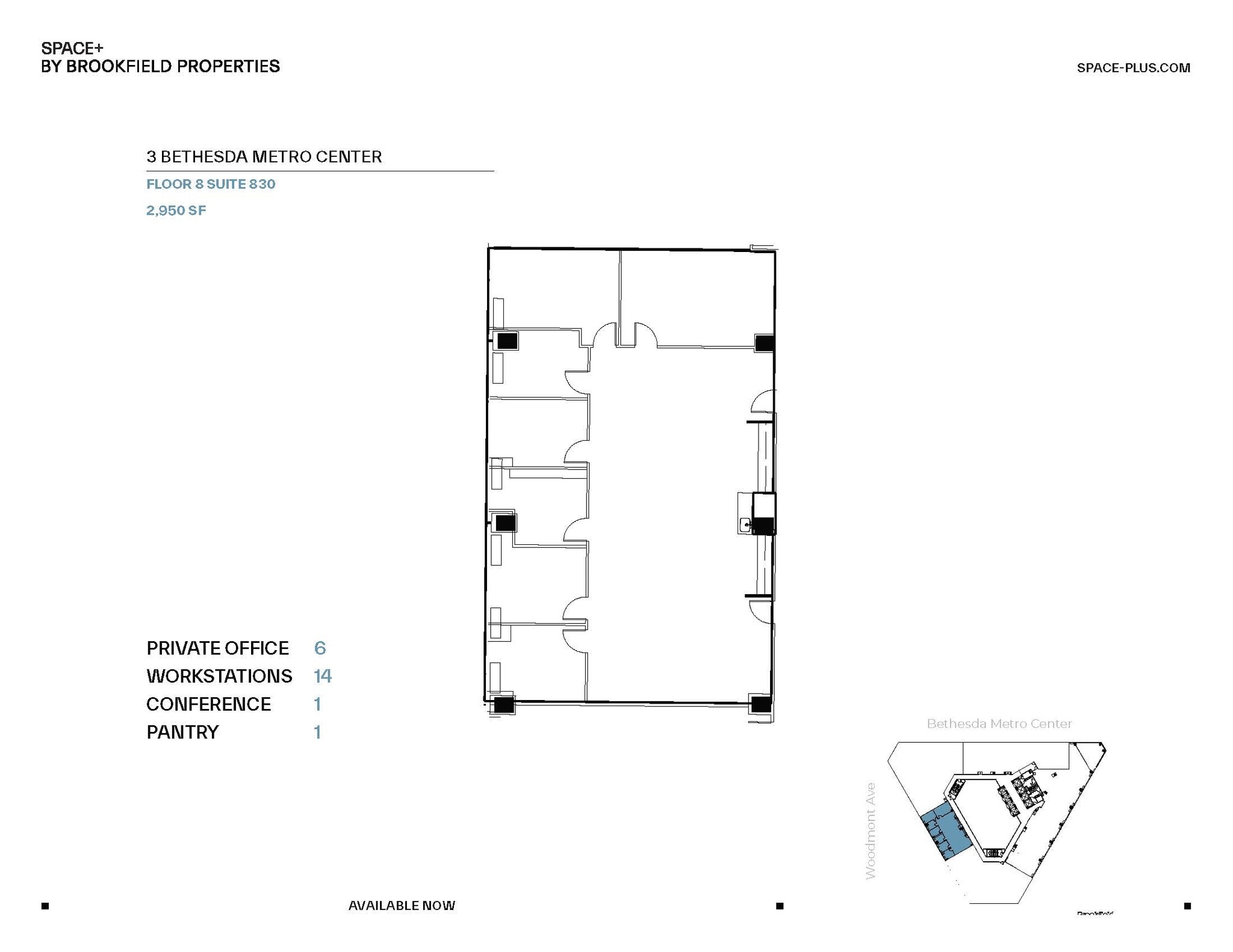3 Bethesda Metro Center, Bethesda, MD for lease Floor Plan- Image 1 of 1