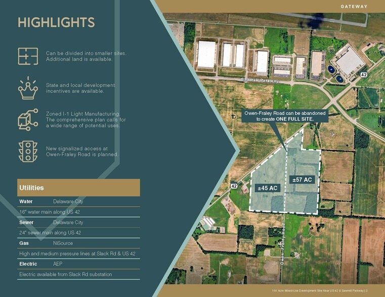 US 42 & Owen-Fraley, Delaware, OH for sale - Aerial - Image 2 of 2