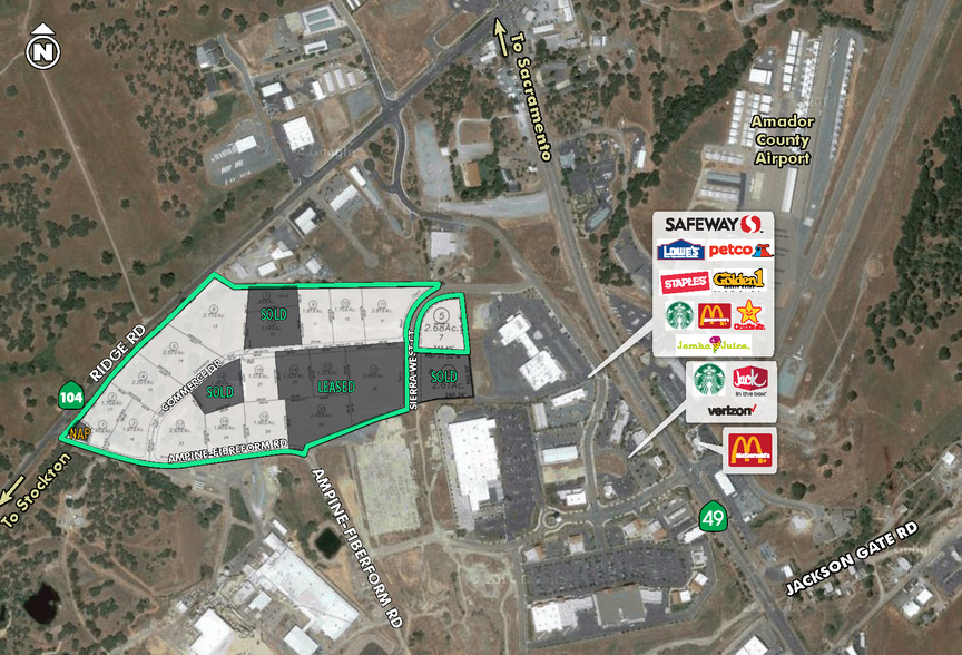 NEQ Hwy 104 & Ampine Fibreform Road, Sutter Creek, CA for lease - Aerial - Image 1 of 2