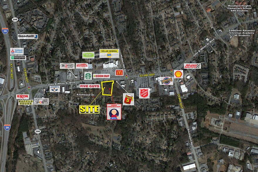 John B. White Sr. Blvd, Spartanburg, SC for lease - Aerial - Image 1 of 4