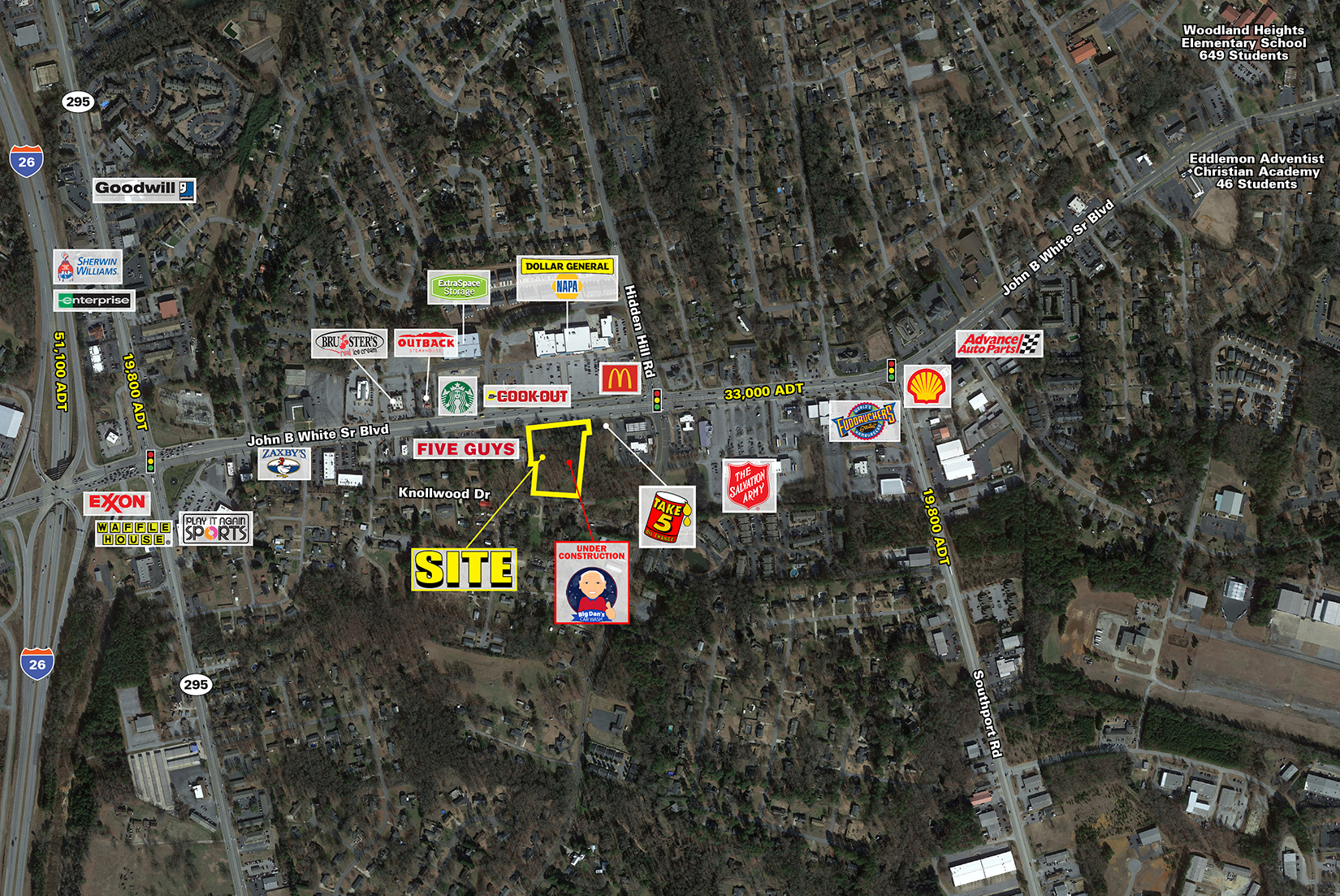 John B. White Sr. Blvd, Spartanburg, SC for lease Aerial- Image 1 of 5