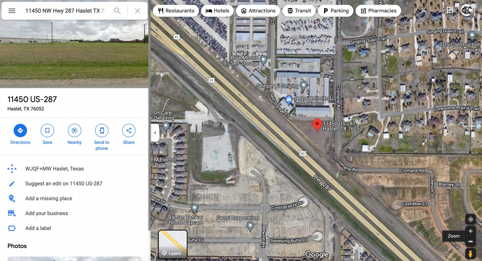 11450 NW Highway 287, Haslet, TX 76052 Land for Sale