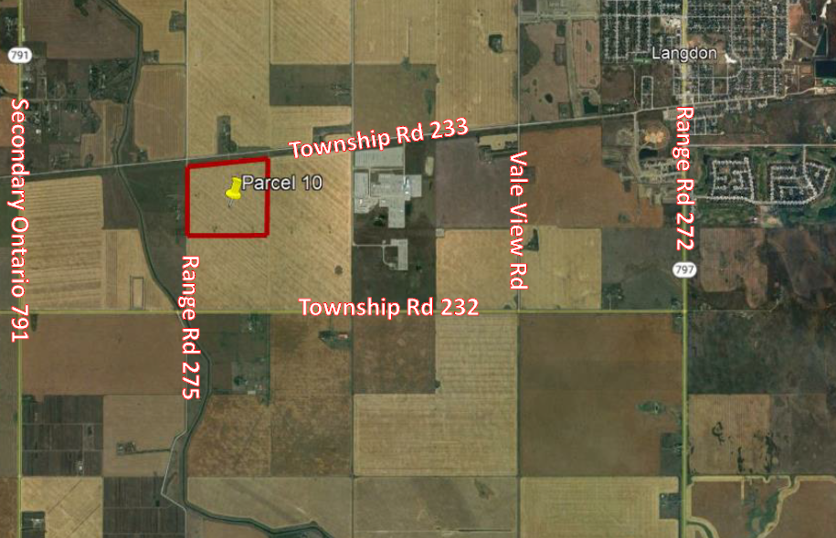 Township Road 233, Langdon, AB for sale Aerial- Image 1 of 2