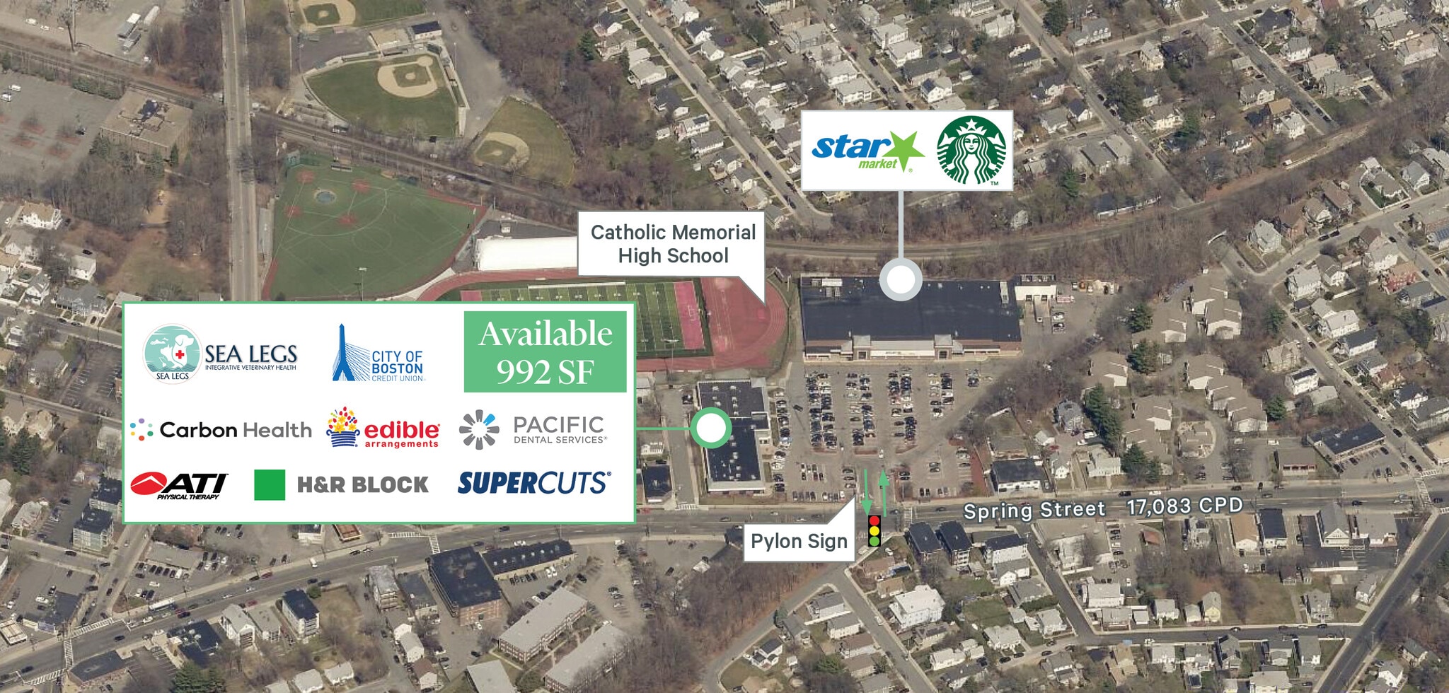 75 Spring St, West Roxbury, MA for sale Aerial- Image 1 of 1