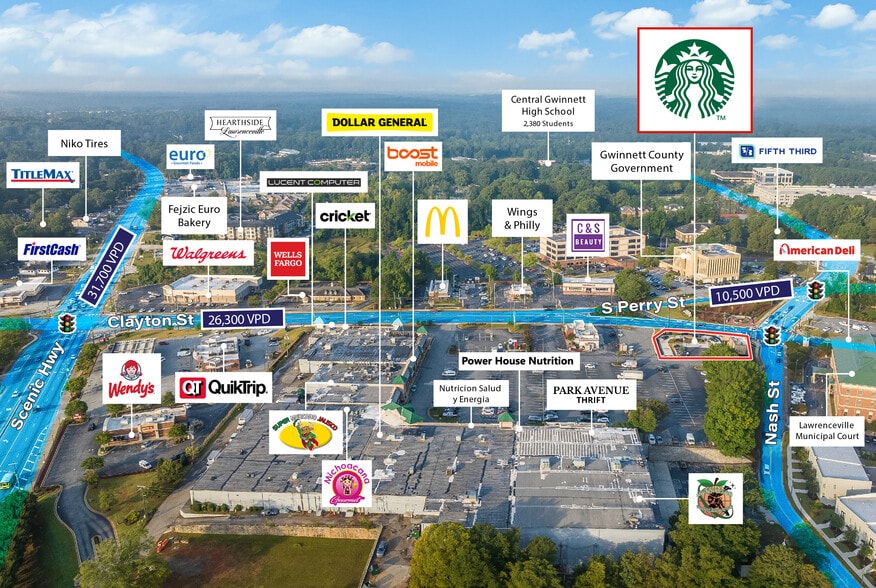 92 S Clayton St, Lawrenceville, GA for sale - Aerial - Image 3 of 9