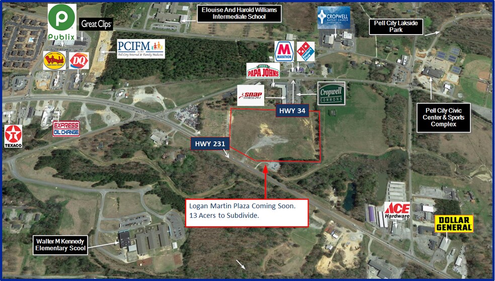 Hwy 231 Alabama Map Hwy 231 & Hwy 34, Pell City, Al 35128 | Loopnet