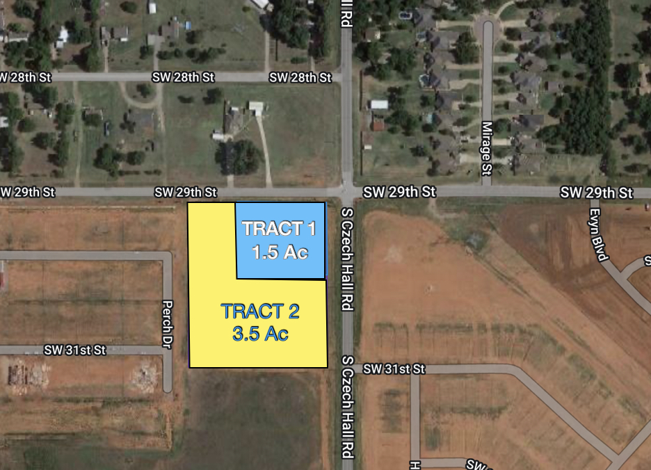 SW 29th & Czech Hall - Tract 1 rd, Yukon, OK for sale Aerial- Image 1 of 2