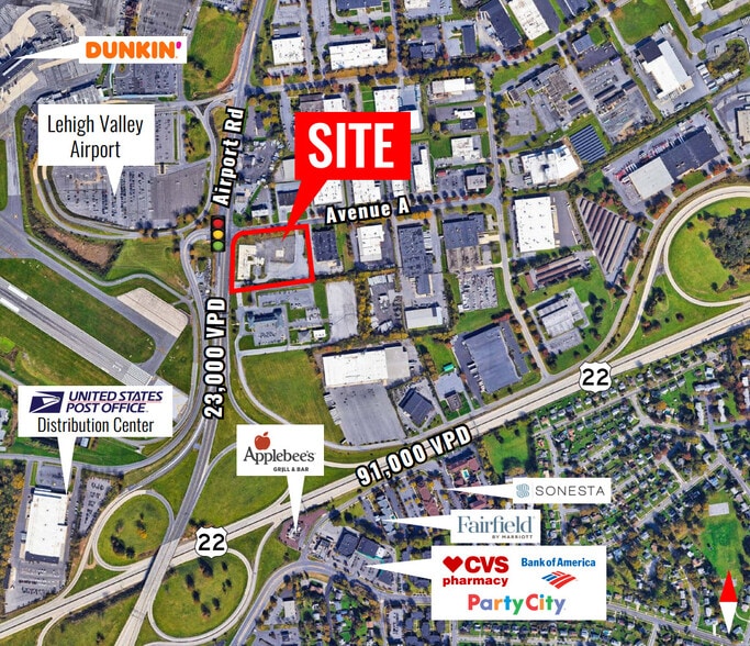 2940 Airport Rd A/K/A 2355 Ave, Bethlehem, PA for sale - Aerial - Image 1 of 4