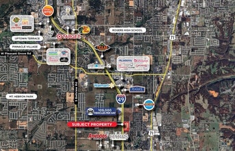 Oakwood & Dixieland Rd, Lowell, AR - AERIAL  map view