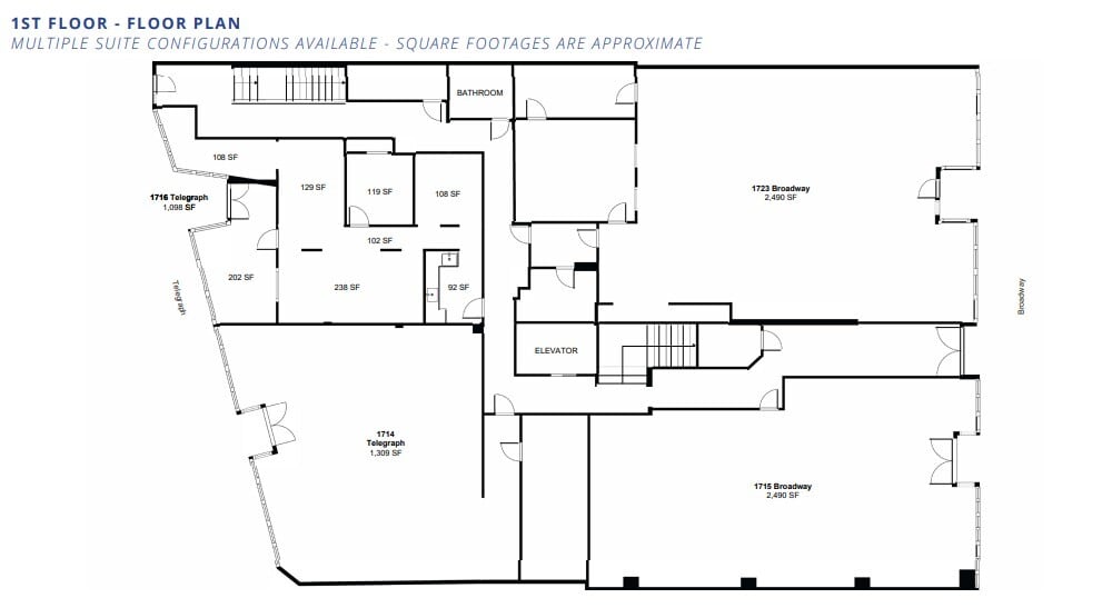 1715-1723 Broadway, Oakland, CA for lease Floor Plan- Image 1 of 1