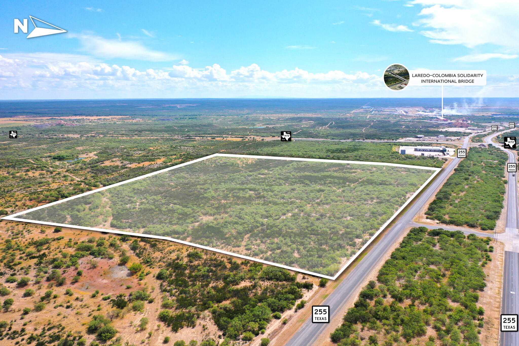 SEQ of Mines Rd & Hwy 255 (Camino Columbia Rd), Laredo, TX for sale Aerial- Image 1 of 17