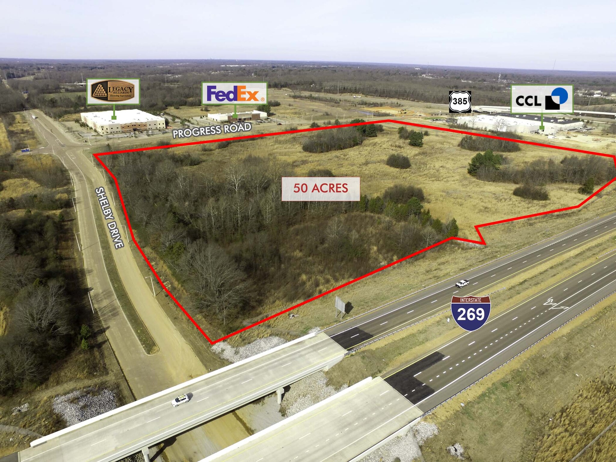 Progress Rd, Collierville, TN for sale Aerial- Image 1 of 1