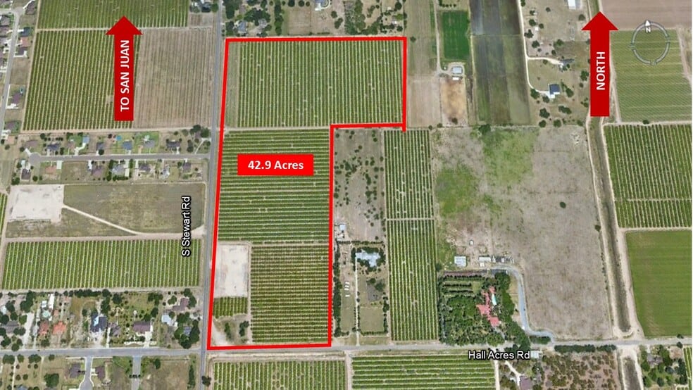 42.90 Acs at NE Corner of S. Stewart & Hall Acres, San Juan, TX for sale - Aerial - Image 1 of 6