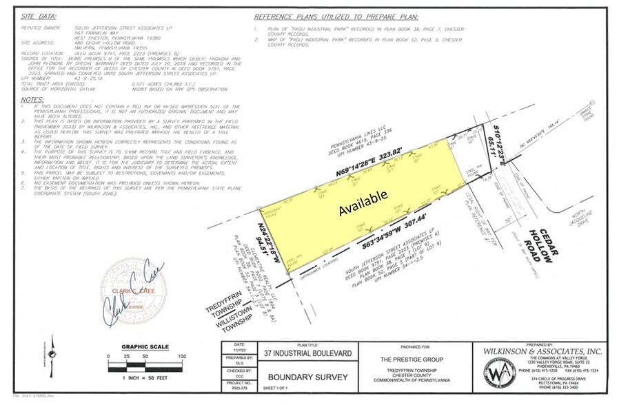 37 Industrial Blvd., Paoli, PA 19301 Available Lot