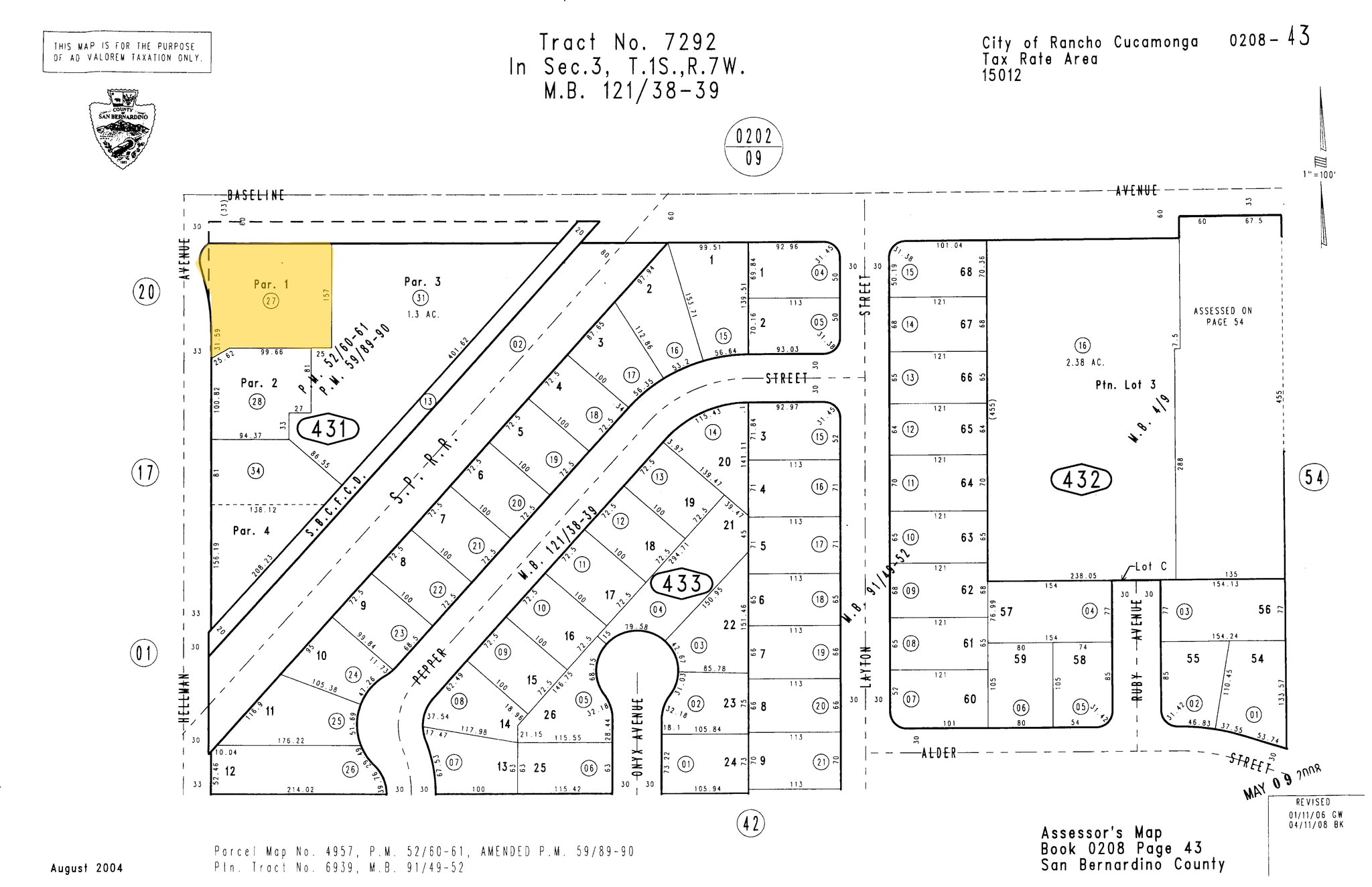 9315 Baseline Rd, Rancho Cucamonga, CA for sale Plat Map- Image 1 of 1