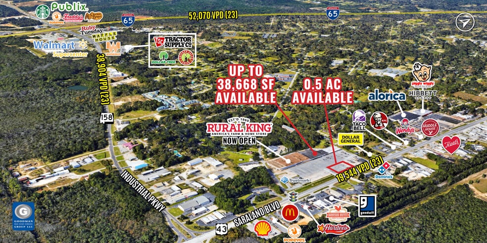 949-951 Saraland Blvd S, Saraland, AL for lease - Aerial - Image 2 of 4