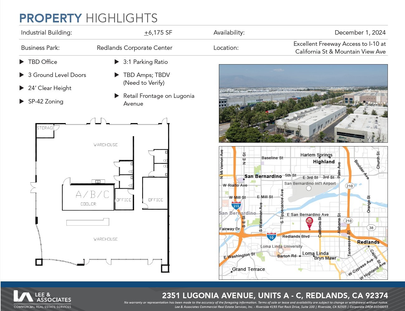 1115 Research Dr, Redlands, CA for lease Floor Plan- Image 1 of 2