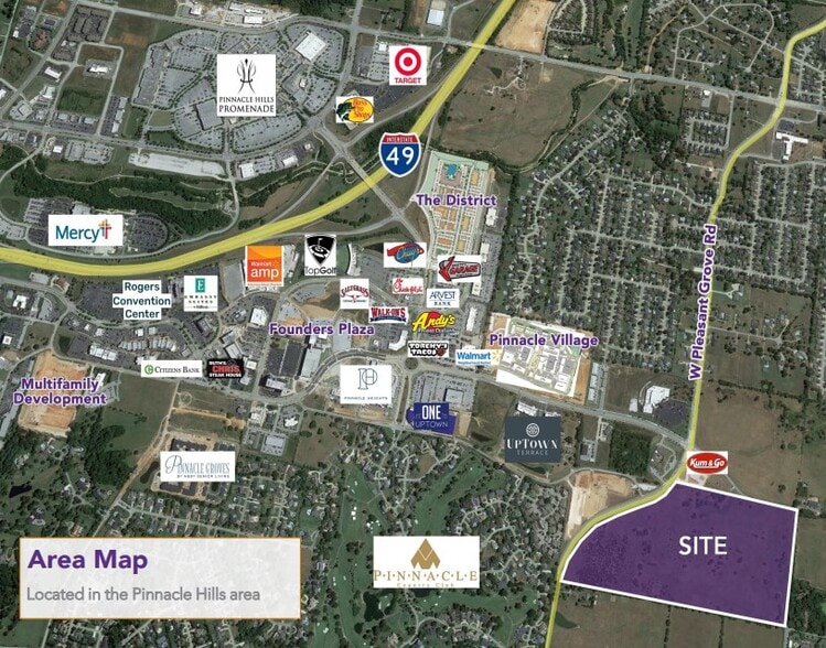 W Pleasant Grove Rd, Rogers, AR for lease - Aerial - Image 2 of 4