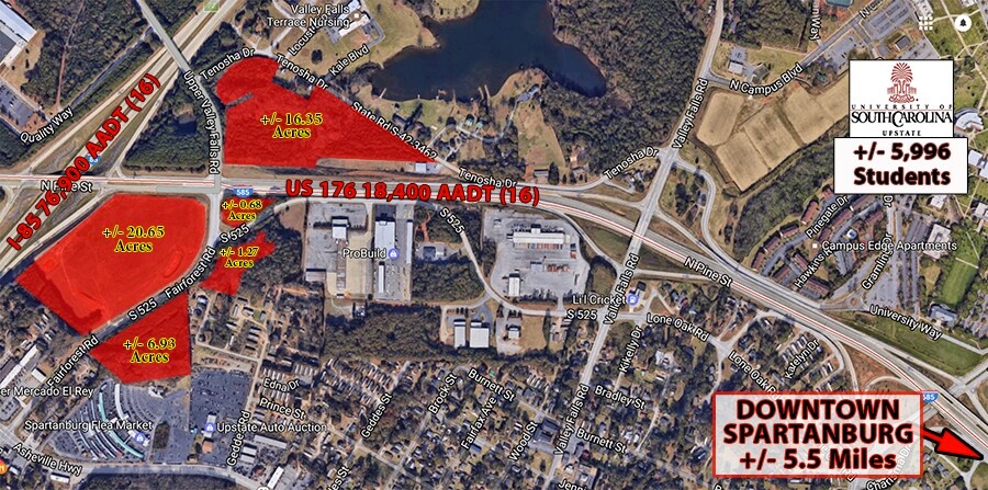 N Pine St & Upper Valley Falls, Spartanburg, SC for sale Building Photo- Image 1 of 1