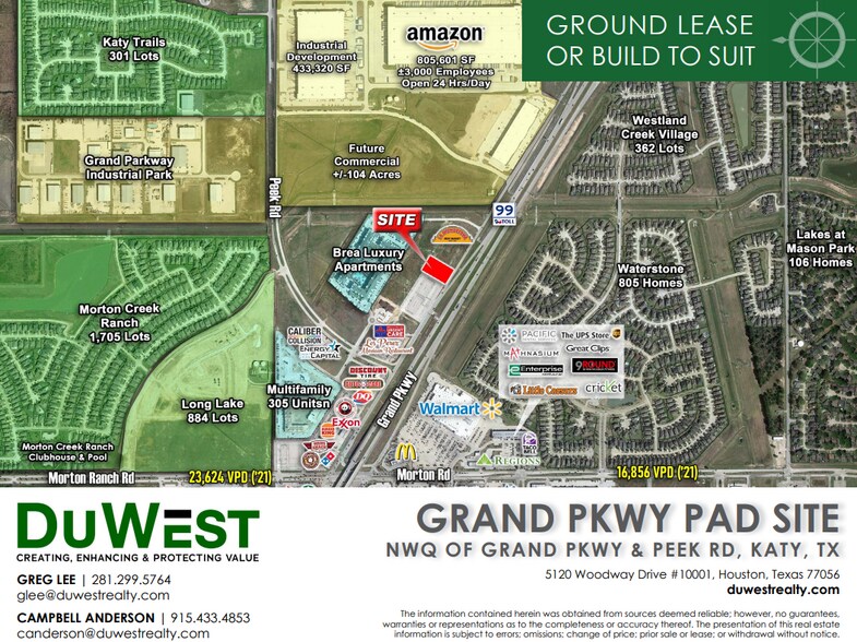 W Grand Pkwy N, Katy, TX 77449 W Grand Parkway & Peek Rd Pad Site