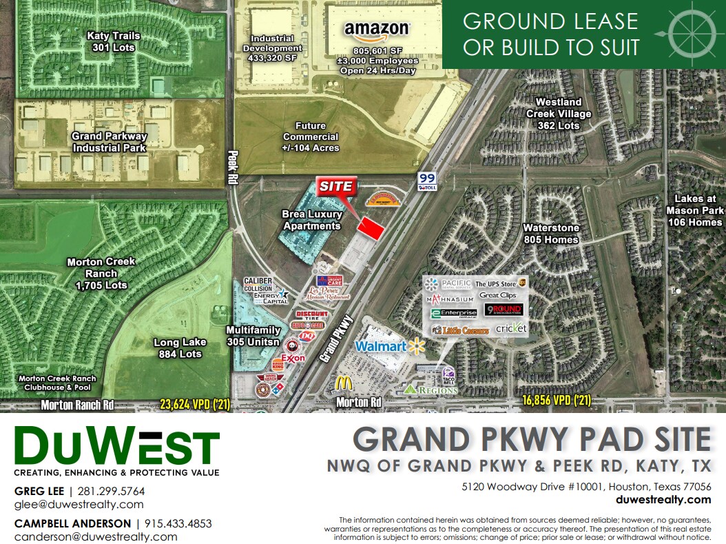 W Grand Pkwy N, Katy, TX 77449 W Grand Parkway & Peek Rd Pad Site