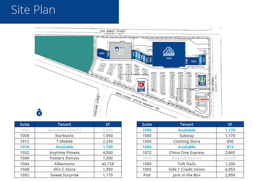 1008-1092 W Kern, Taft, CA for lease - Site Plan - Image 2 of 4