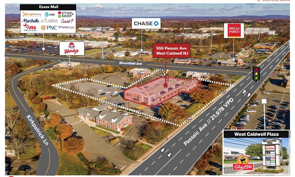 555 Passaic Ave, West Caldwell, NJ for lease - Aerial - Image 3 of 3