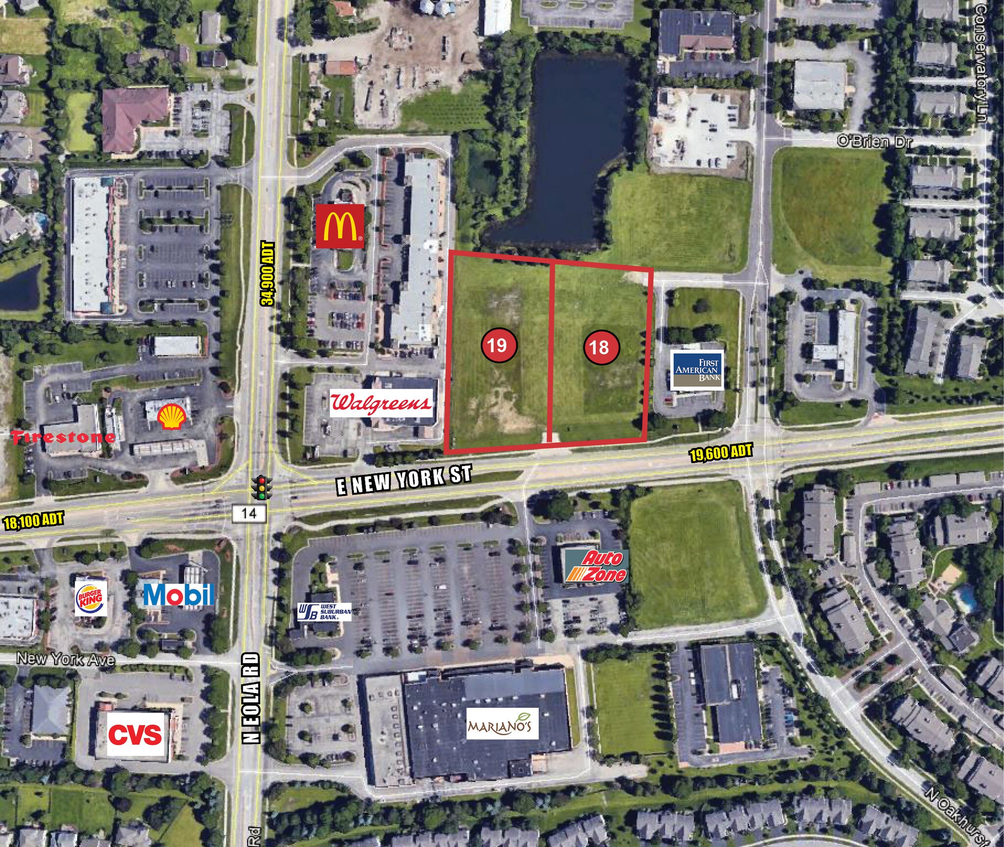 N Eola & E New York St, Aurora, IL for sale Aerial- Image 1 of 1