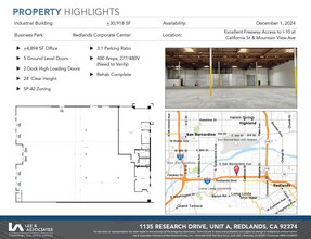 1115 Research Dr, Redlands, CA for lease Floor Plan- Image 1 of 2