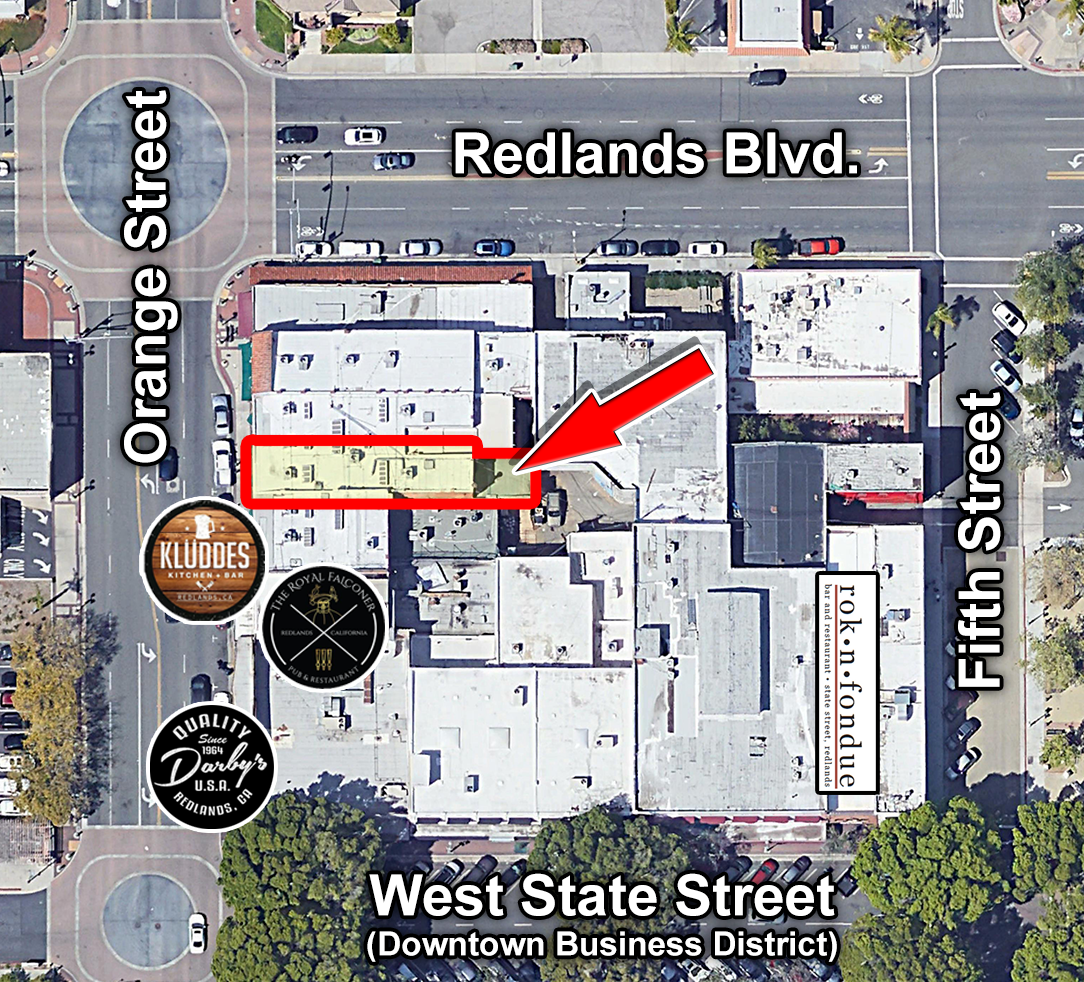 116 Orange St, Redlands, CA for lease Aerial- Image 1 of 5