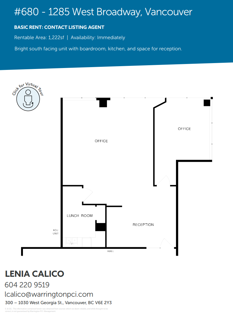 1285 W Broadway, Vancouver, BC for lease Floor Plan- Image 1 of 1