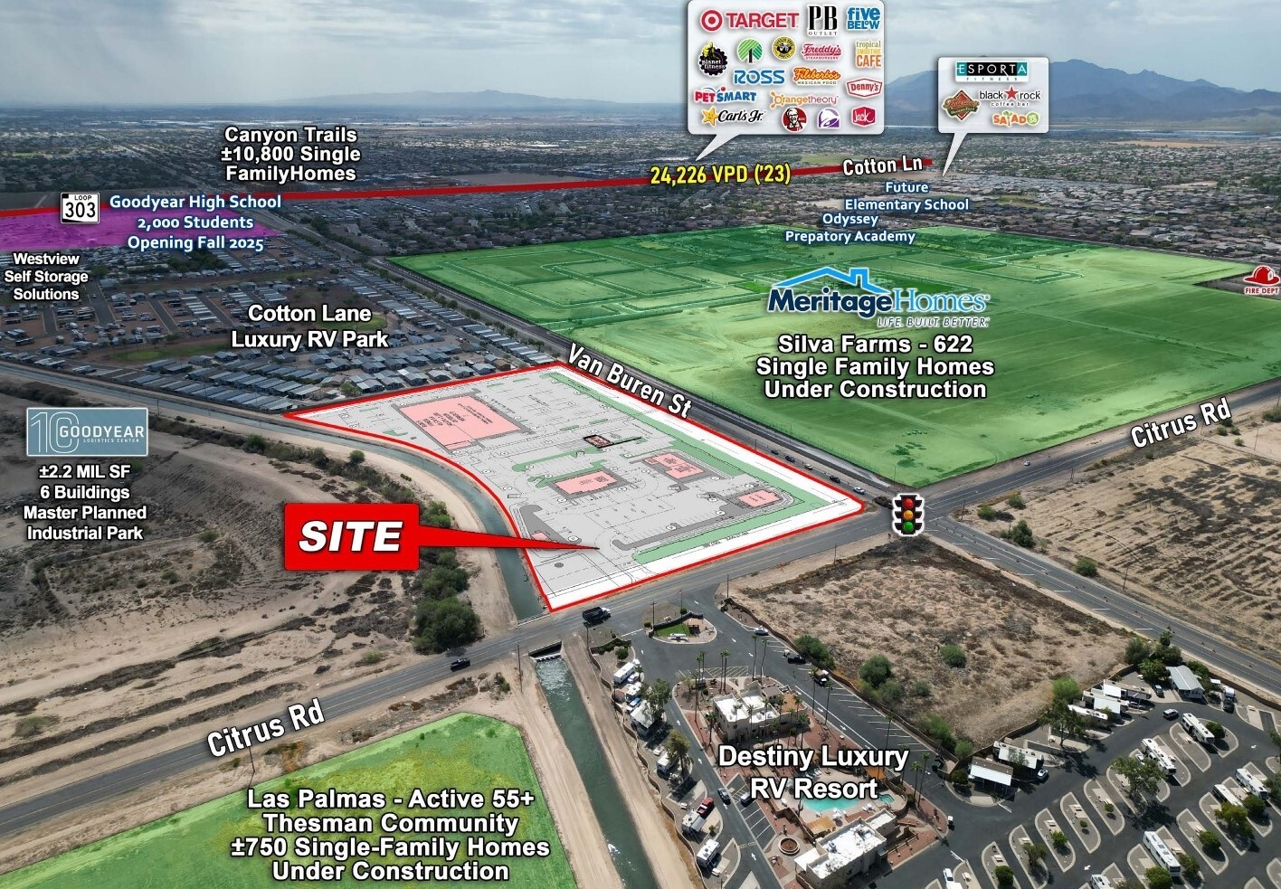 Citrus Rd and Van Buren, Goodyear, AZ for sale Aerial- Image 1 of 5