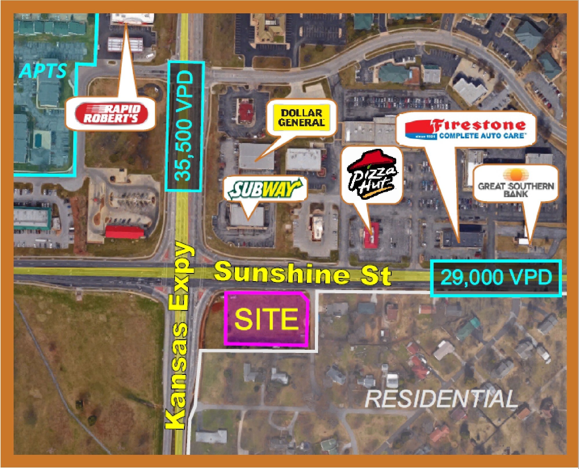 Sunshine and Kansas, Springfield, MO for sale Aerial- Image 1 of 1