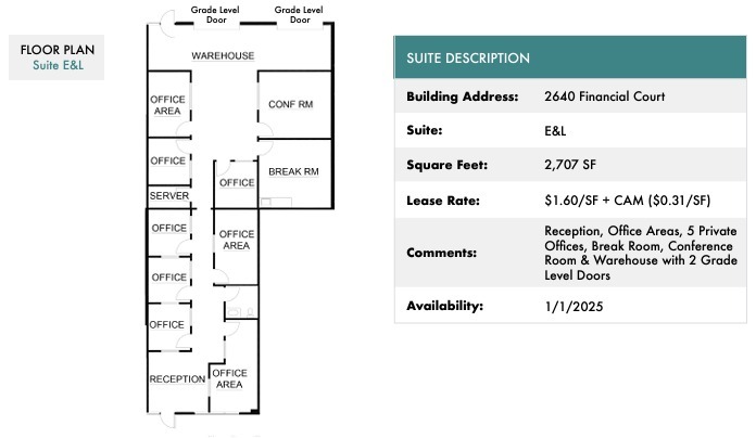 2620 Financial Ct, San Diego, CA for lease Floor Plan- Image 1 of 1