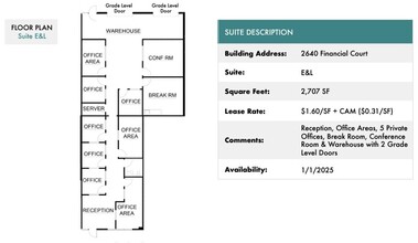 2620 Financial Ct, San Diego, CA for lease Floor Plan- Image 1 of 1