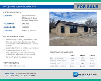 More details for 503 Lipscomb St, Bonham, TX - Office for Sale