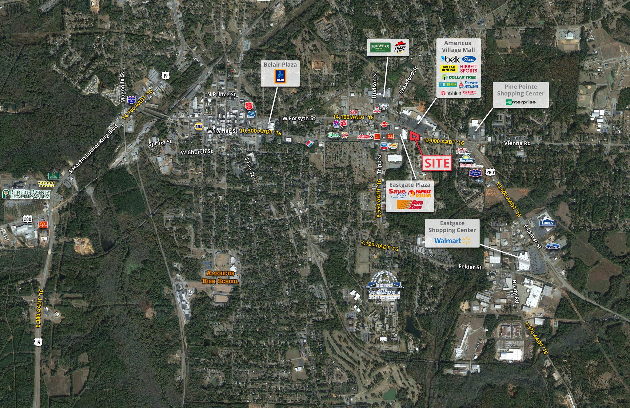 1501 E Forsyth St, Americus, GA for sale Aerial- Image 1 of 1