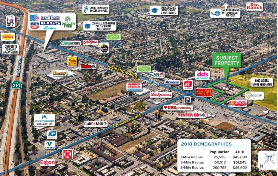 1555 E Highland Ave, San Bernardino, CA for lease - Aerial - Image 3 of 5