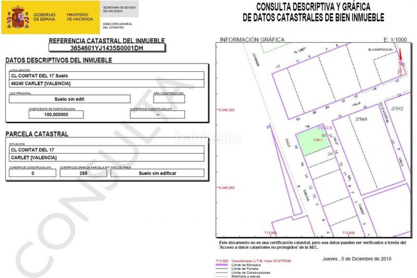 Land in Carlet, Valencia for sale Building Photo- Image 1 of 4