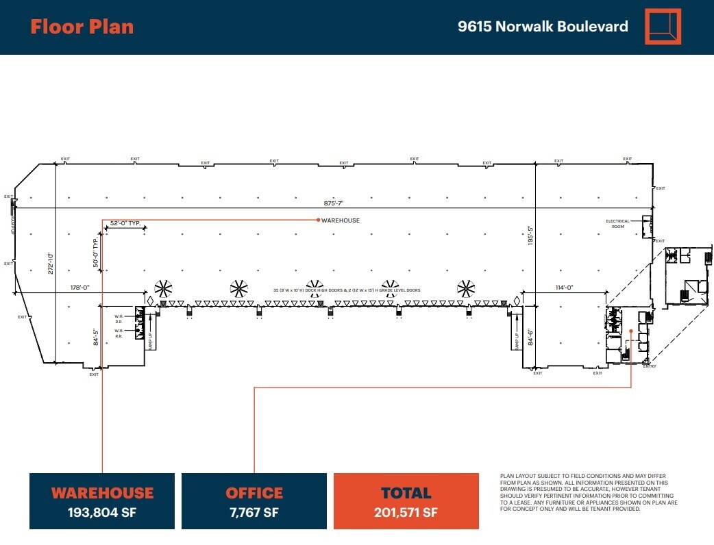 9615 Norwalk Blvd, Santa Fe Springs, CA for lease Floor Plan- Image 1 of 3