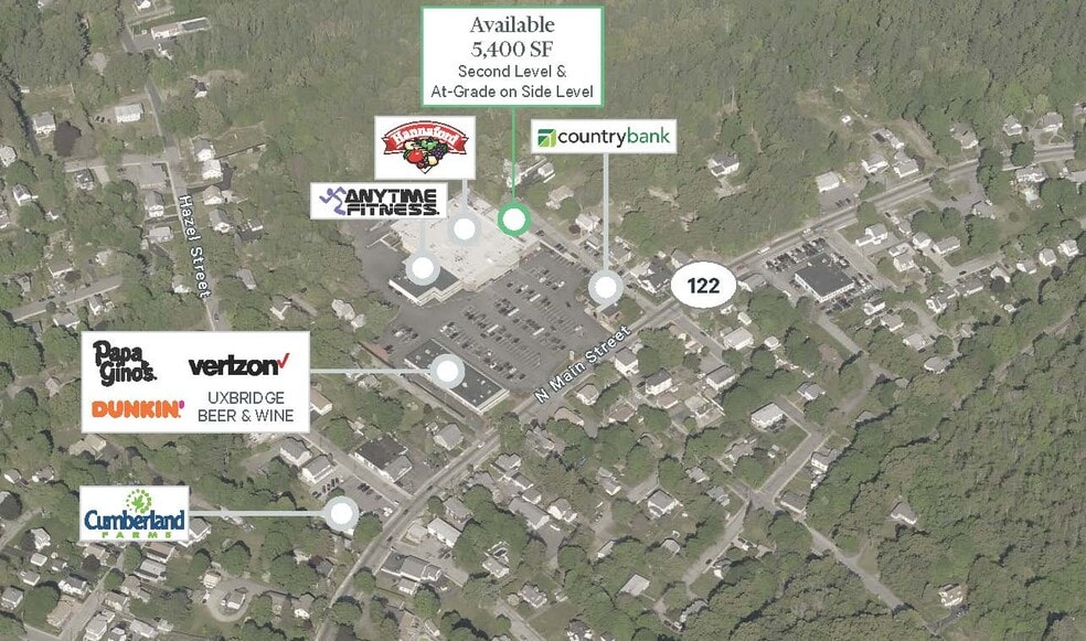 144-162 N Main St, Uxbridge, MA for lease - Aerial - Image 1 of 2