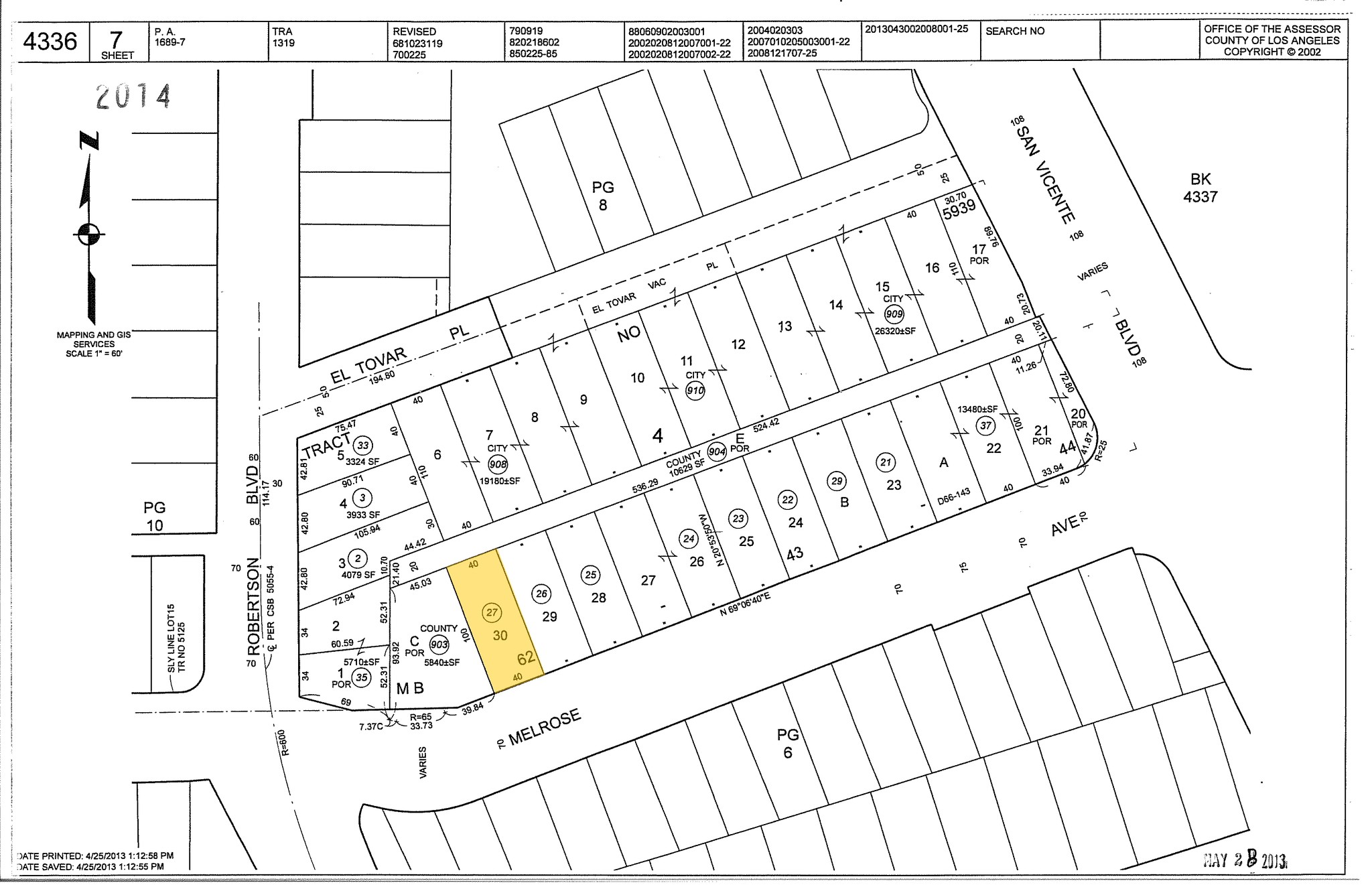 8755 Melrose Ave, West Hollywood, CA for sale Plat Map- Image 1 of 1